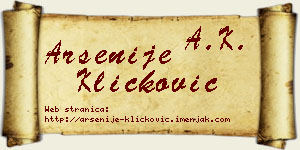 Arsenije Kličković vizit kartica